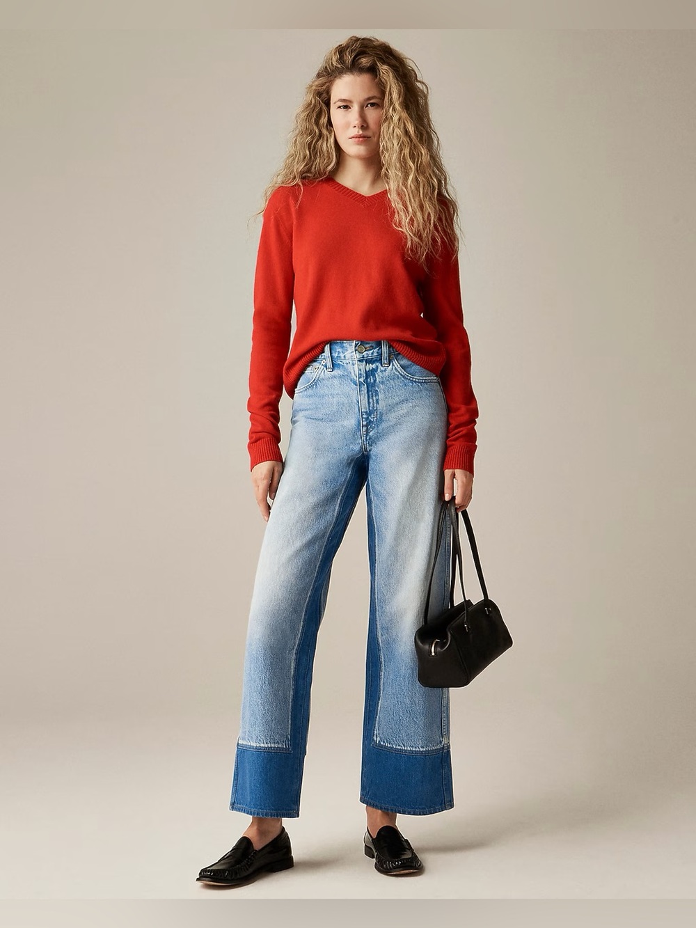 J.Crew Everyday wide-leg ankle jean with washblocking in Blair wash